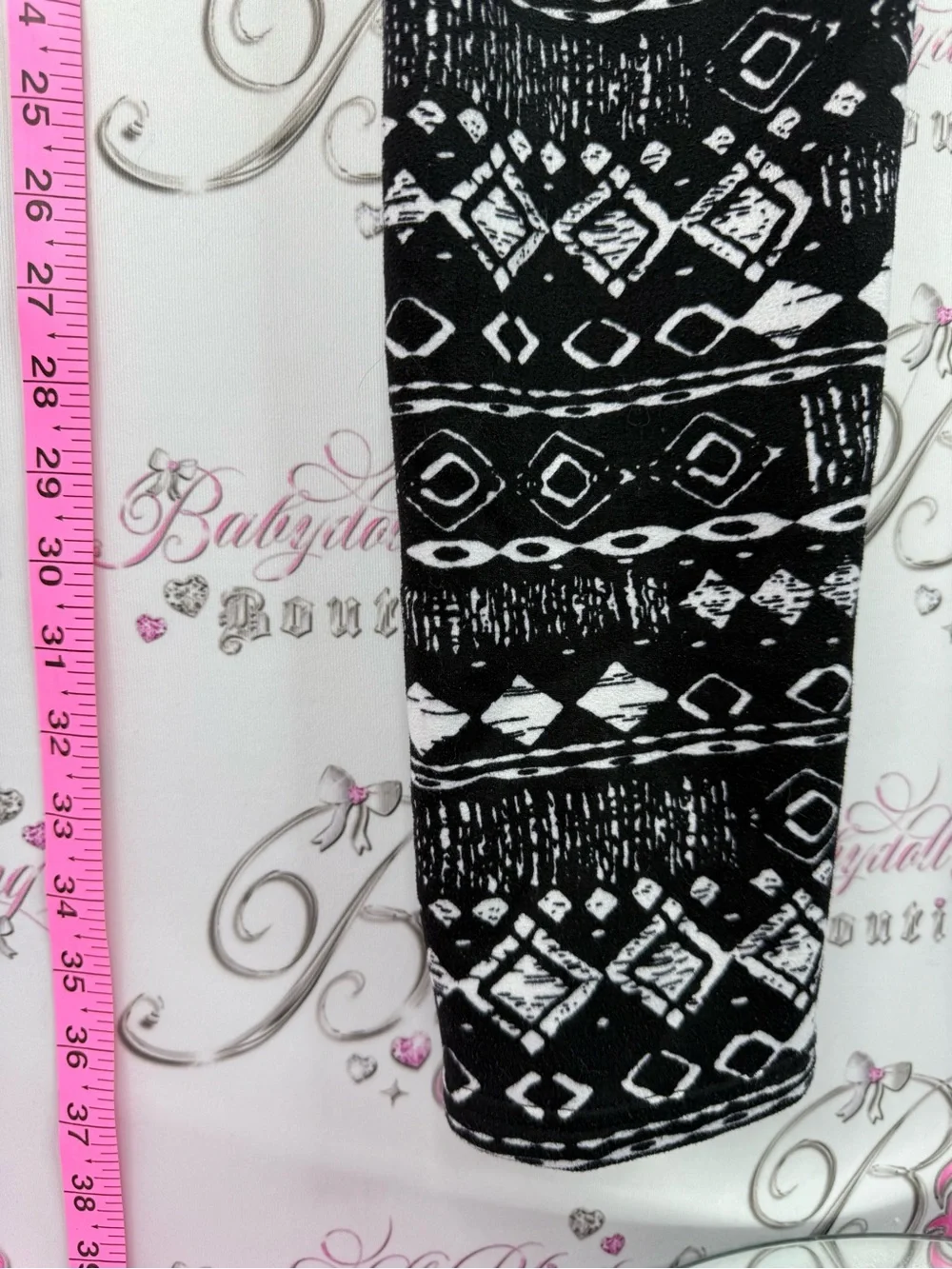 Just cozy fleece Black & White Aztec Print Leggings - Women's Stretch Leggings - Picture 3 of 8